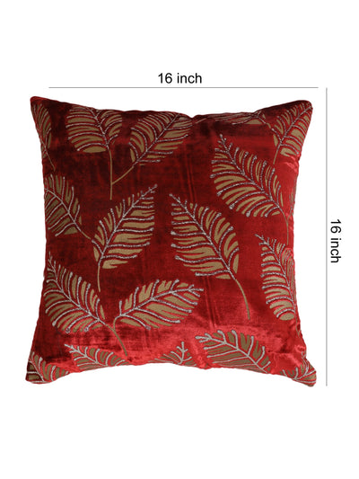 Maroon Set of 5 Velvet 16 Inch x 16 Inch Cushion Covers