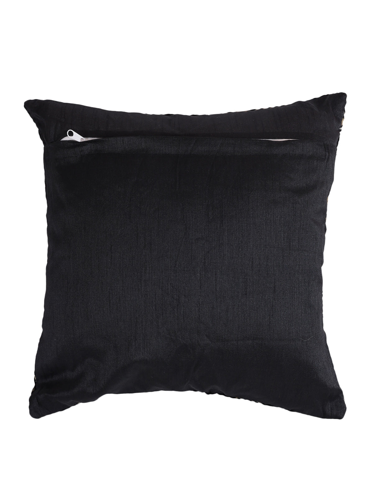 Velvet Leaf Designer Cushion Cover 16x16 Inche, Set of 5 - Black
