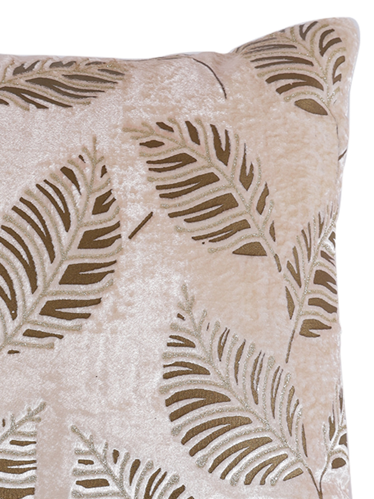Velvet Leaf Designer Cushion Cover 16x16 Inche, Set of 5 - White