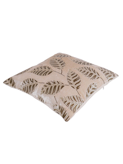 Velvet Leaf Designer Cushion Cover 16x16 Inche, Set of 5 - White