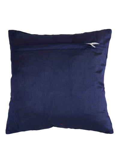 Navy Blue & White Set of 5 Velvet 16 Inch x 16 Inch Cushion Covers