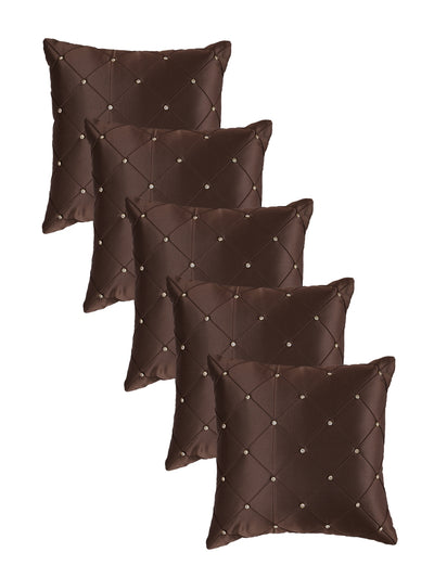 Coffee Brown Set of 5 Polyester 16 Inch x 16 Inch Cushion Covers