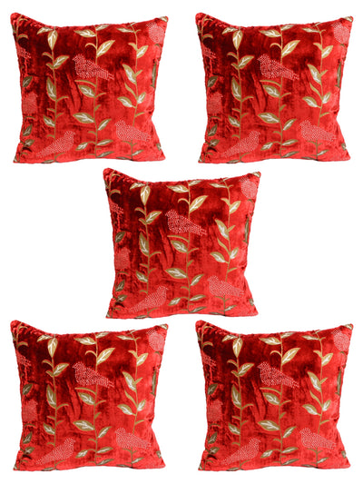 Red Set of 5 Cushion Covers
