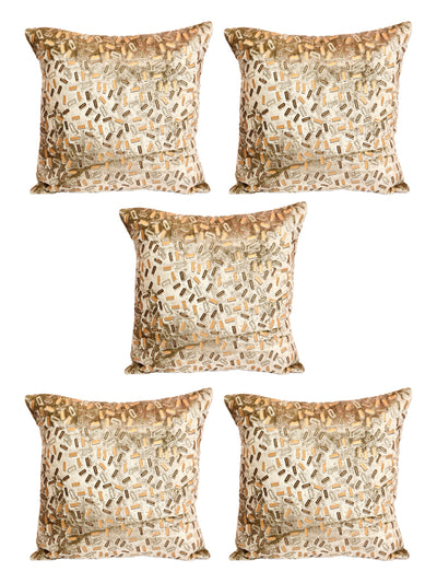 Gold Set of 5 Velvet 16 Inch x 16 Inch Cushion Covers