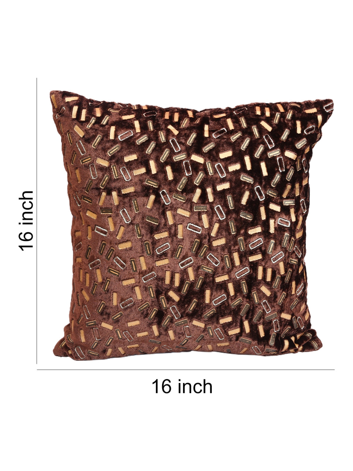 Brown Set of 5 Velvet 16 Inch x 16 Inch Cushion Covers