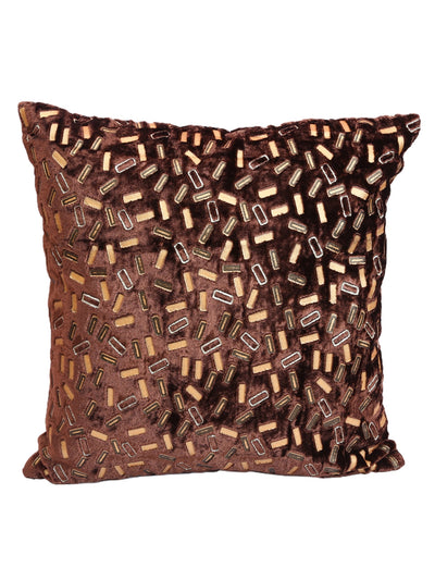 Brown Set of 5 Velvet 16 Inch x 16 Inch Cushion Covers