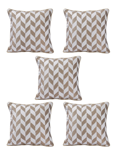 Beige & White Set of 5 Cushion Covers