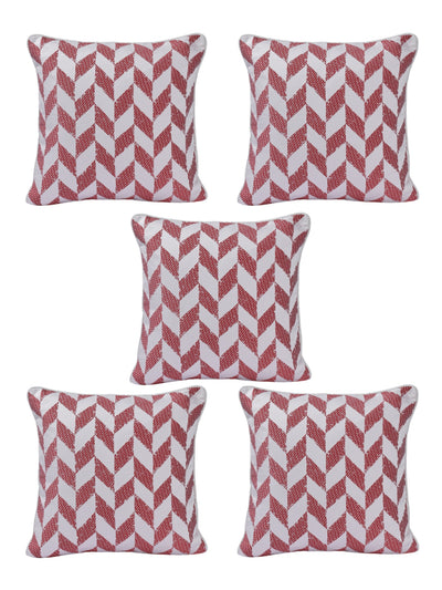 Pink & White Set of 5 Cushion Covers