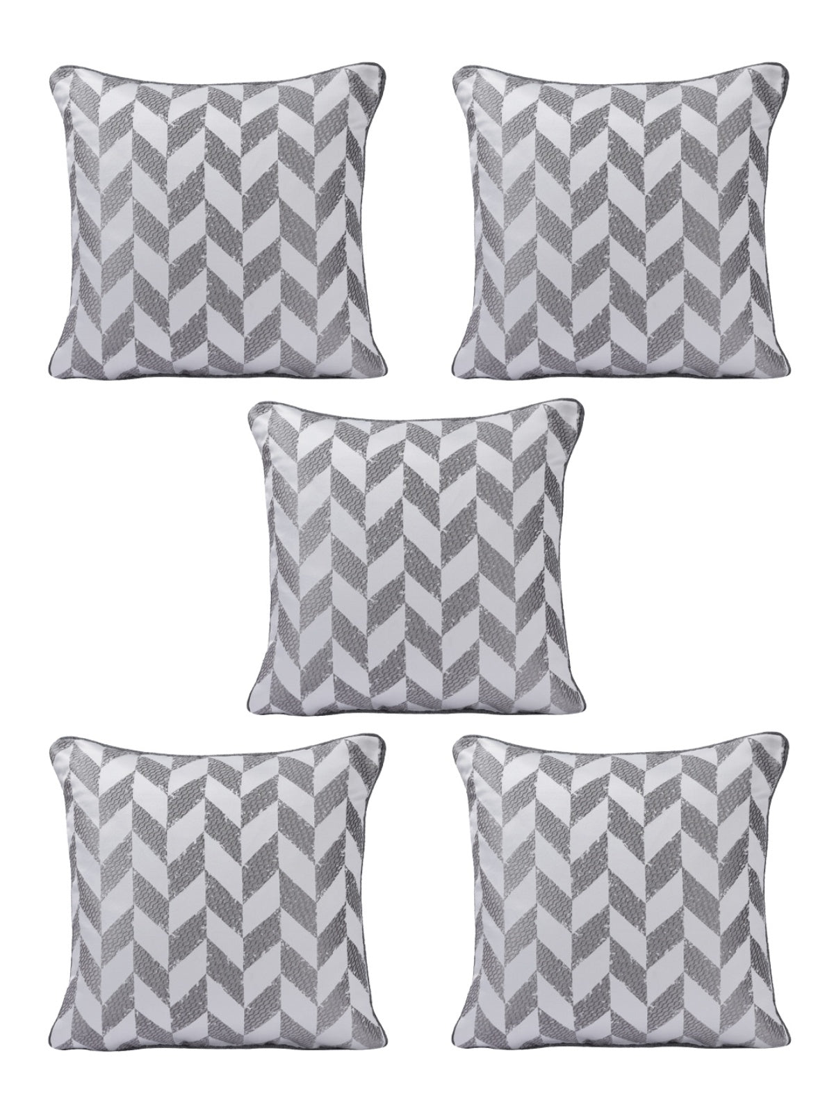 Grey & White Set of 5 Cushion Covers