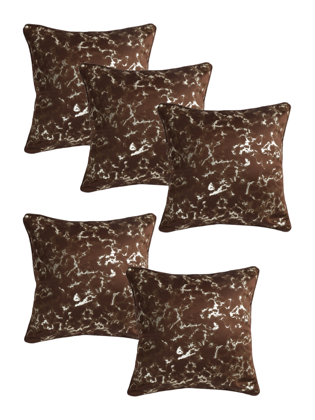 ROMEE Coffee Brown Texture Printed Cushion Covers Set of 5
