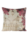 Floral Jute Cushion Cover 16x16 Inch, Set of 5 - Beige