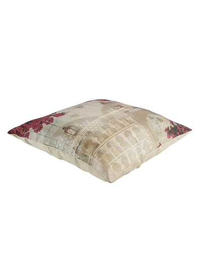 Floral Jute Cushion Cover 16x16 Inch, Set of 5 - Beige