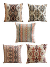 Geometric Jute Cushion Cover 16x16 Inch, Set of 5 - Multicolor