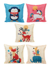 ROMEE Multicolor Animal Printed Cushion Covers Set of 5