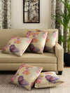 Multicolour Set of 3 Butterfly Printed Jute Polyester Square Cushion Covers