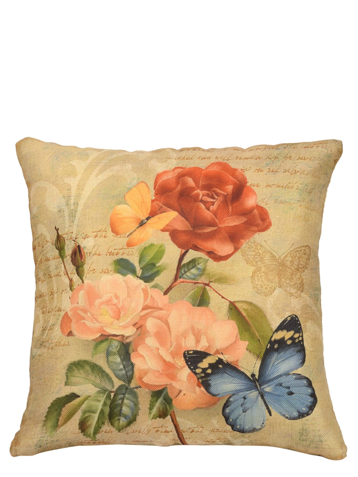 Soft Jute Painterly Floral Print Throw Pillow/Cushion Covers 16x16 inch Set of 5 - Multicolor