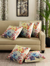 Multicolour Set of 2 Floral Printed Jute Polyester Square Cushion Covers