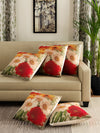 Multicolour Set of 2 Floral Printed Jute Polyester Square Cushion Covers