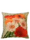 Multicolour Set of 2 Floral Printed Jute Polyester Square Cushion Covers