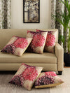 Multicolour Set of 3 Floral Printed Jute Polyester Square Cushion Covers