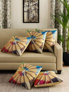 Multicolour Set of 2 Geometric Patterned Jute Polyester Square Cushion Covers