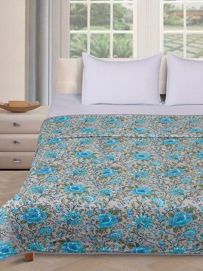 Grey & Turquoise AC Room 300 GSM Double Bed Dohar