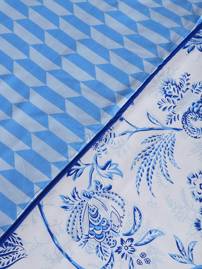 Blue Floral Patterned 300 GSM Double Bed Dohar