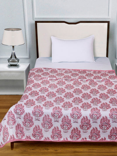 Pink & White AC Room 300 GSM Single Bed Dohar