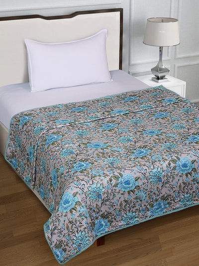 Grey & Turquoise AC Room 300 GSM Single Bed Dohar