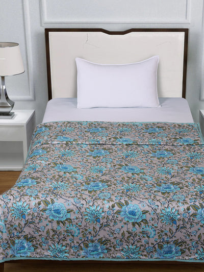 Grey & Turquoise AC Room 300 GSM Single Bed Dohar