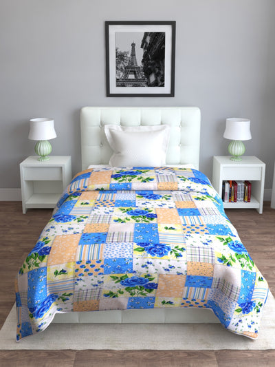 Blue & White Floral Patterned 300 GSM Single Bed Dohar