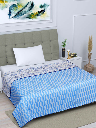 Blue Floral Patterned 300 GSM Single Bed Dohar