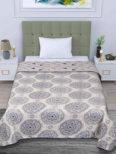 Blue & White Floral Patterned 300 GSM Single Bed Dohar