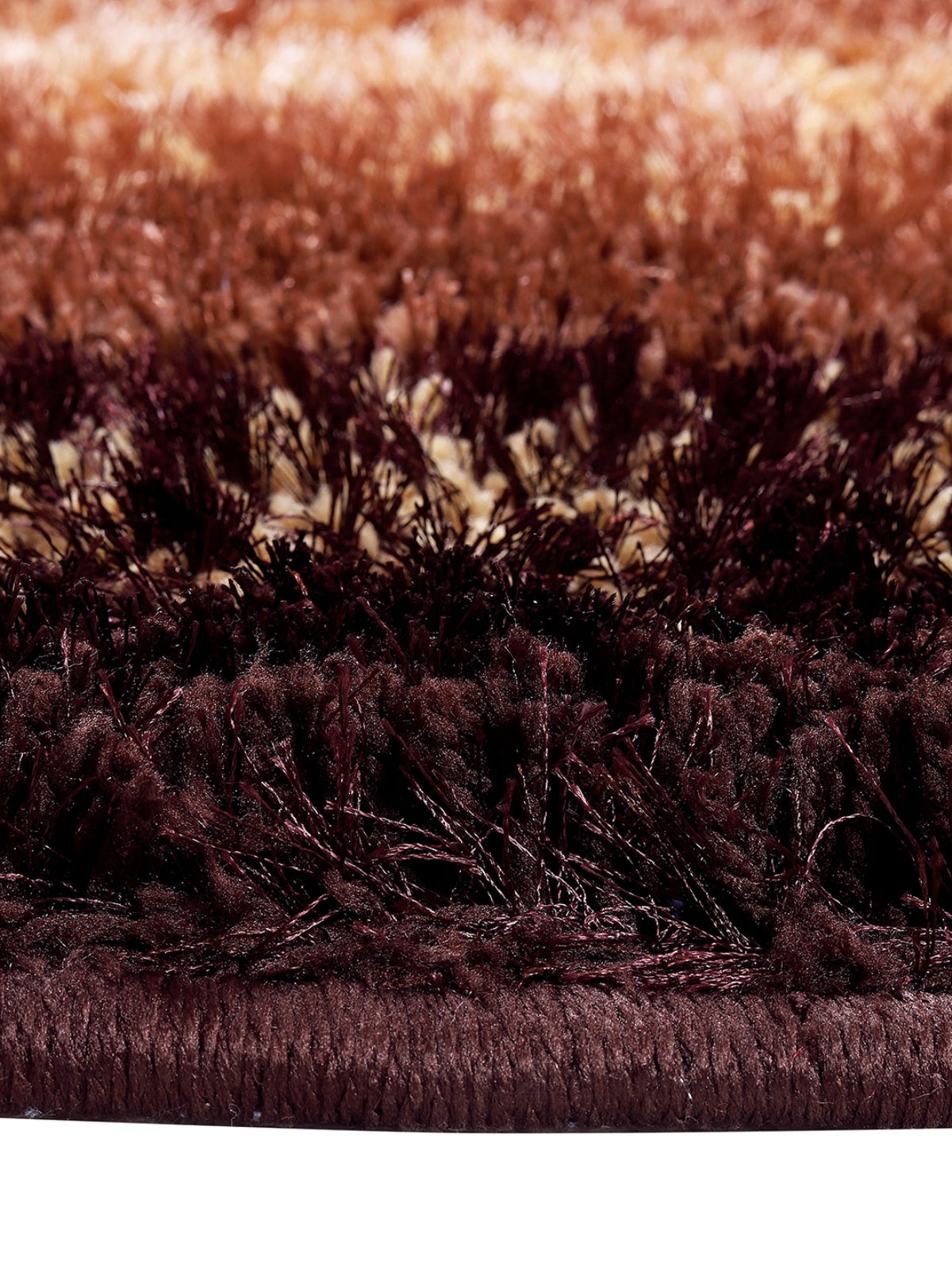 Brown & Beige Striped Shaggy Anti-Skid Doormat