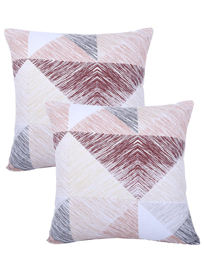 Geometric Printed Cotton Diwan Set with Bolster and Cushion Covers - Multicolor