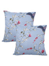 Floral Printed Cotton Diwan Set with Bolster and Cushion Covers - Blue