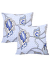 Floral Printed Cotton Diwan Set with Bolster and Cushion Covers - Blue