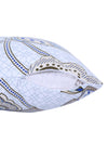 Floral Printed Cotton Diwan Set with Bolster and Cushion Covers - Blue