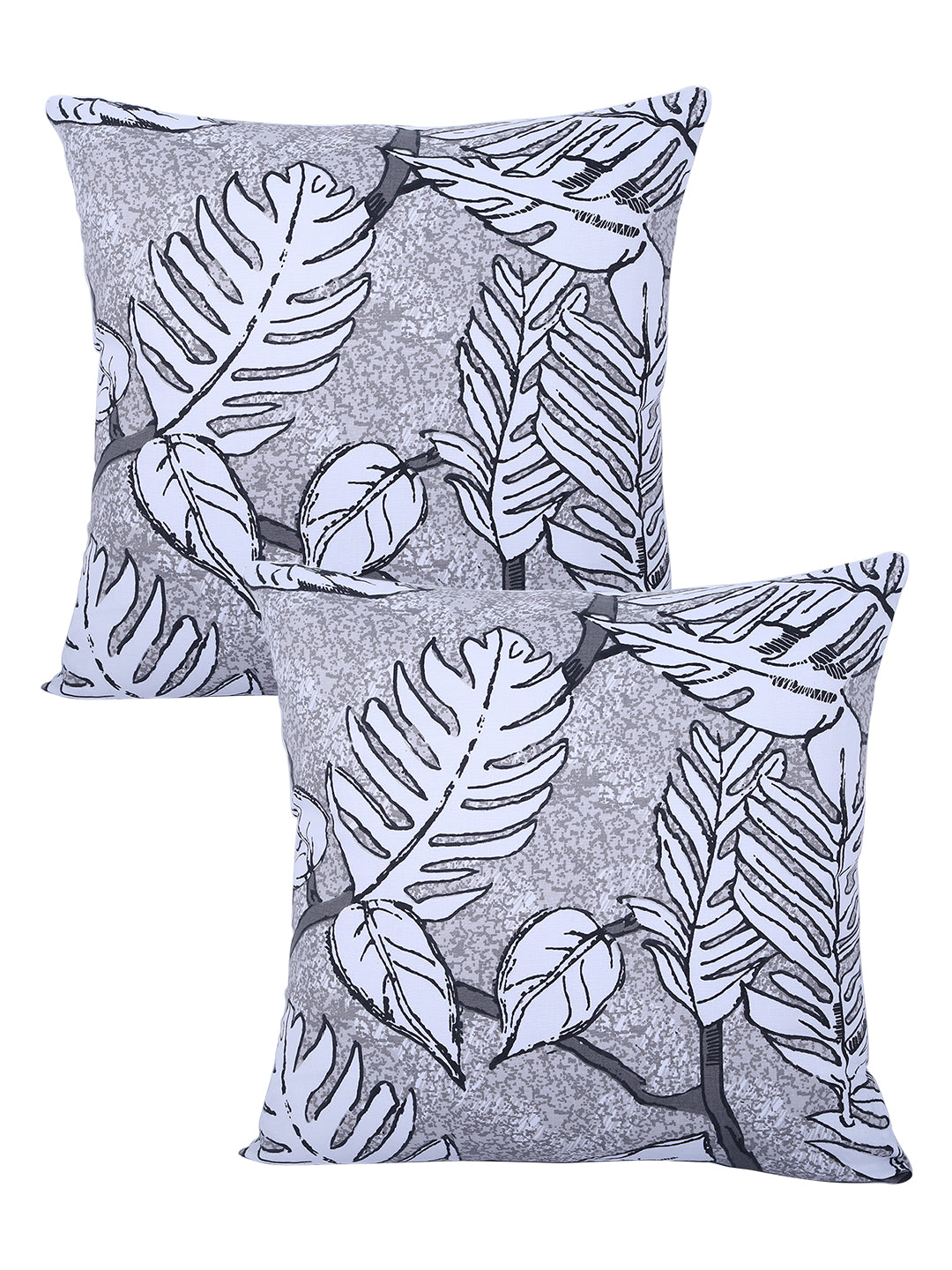 Floral Printed Cotton Diwan Set with Bolster and Cushion Covers - Grey