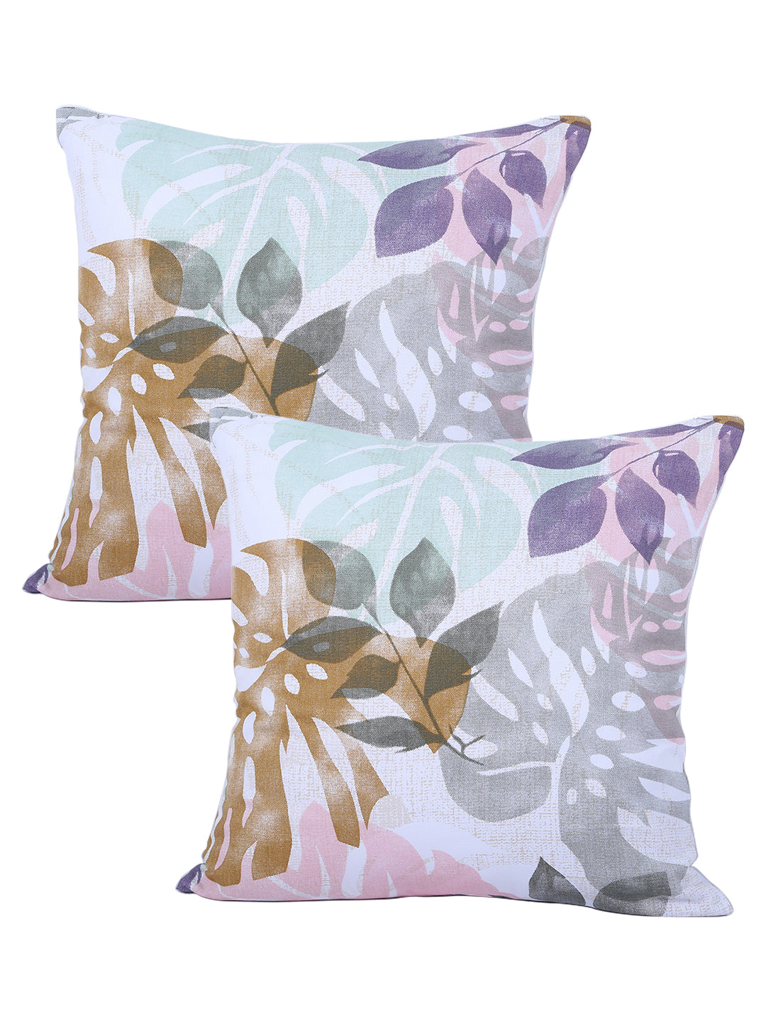 Floral Printed Cotton Diwan Set with Bolster and Cushion Covers - Blue