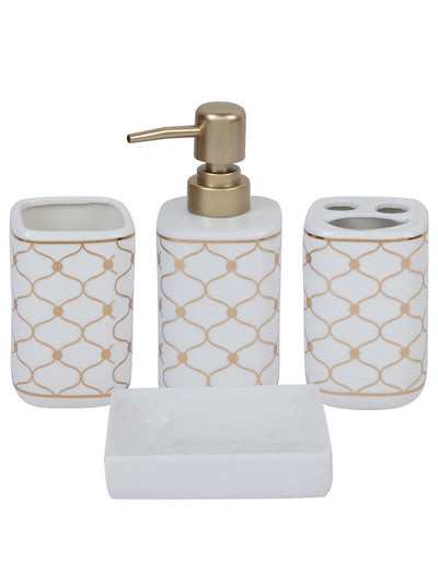 White Set of 4 Ceramic Bathroom Accessories