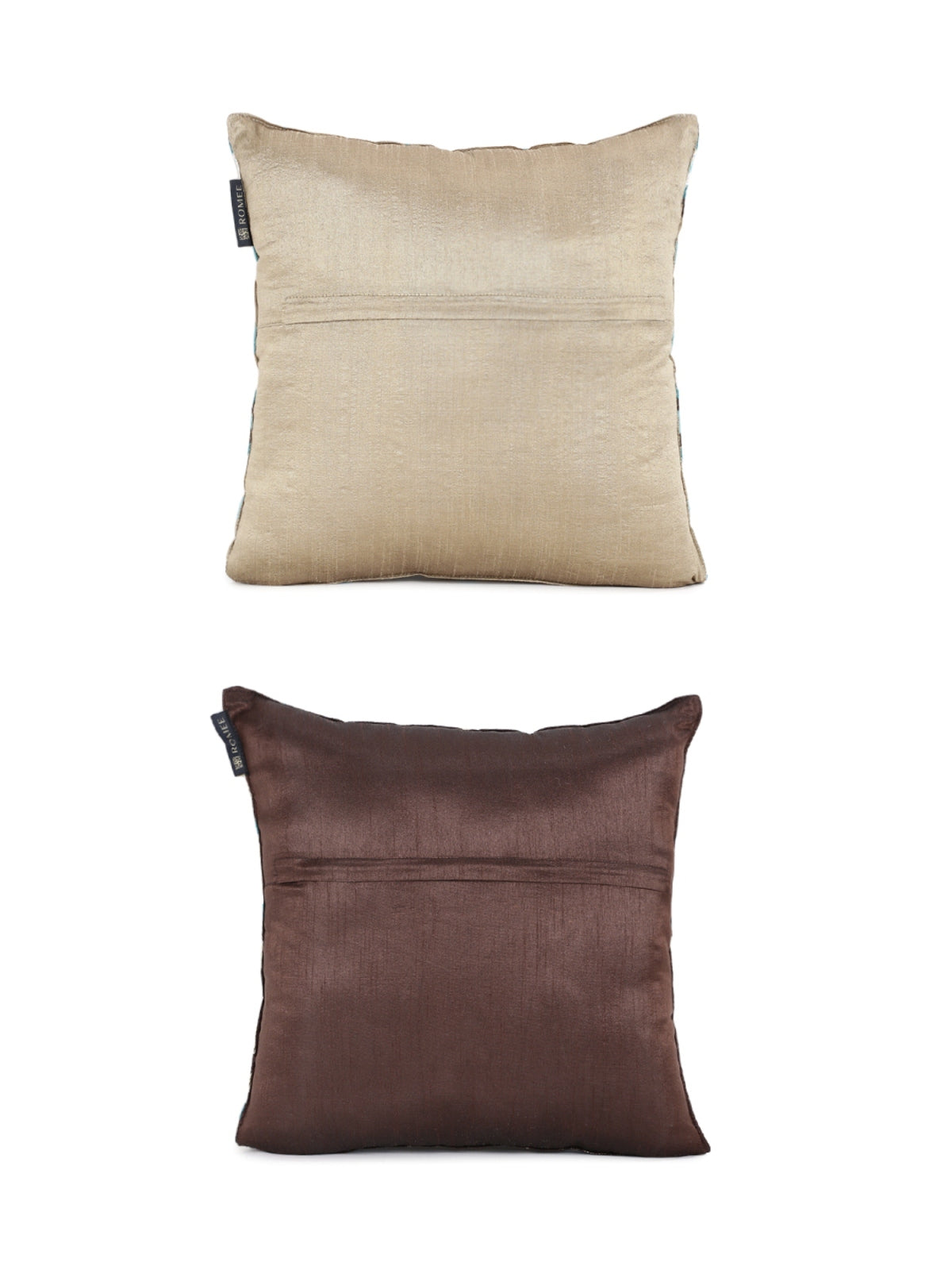 Brown & Beige Set of 2 Polyester 16 Inch x 16 Inch Cushion Covers