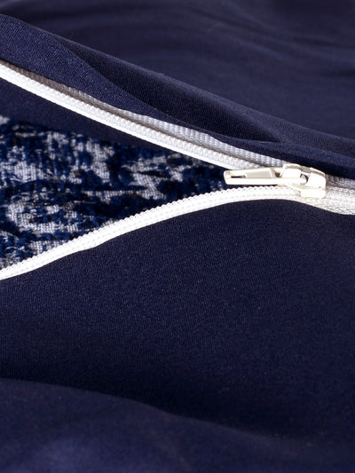 Polyester Chenille Floral Cushion Covers 16x16 inch Set of 5 - Blue