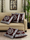 Polyester Chenille Floral Cushion Covers 16x16 inch Set of 5 - Brown