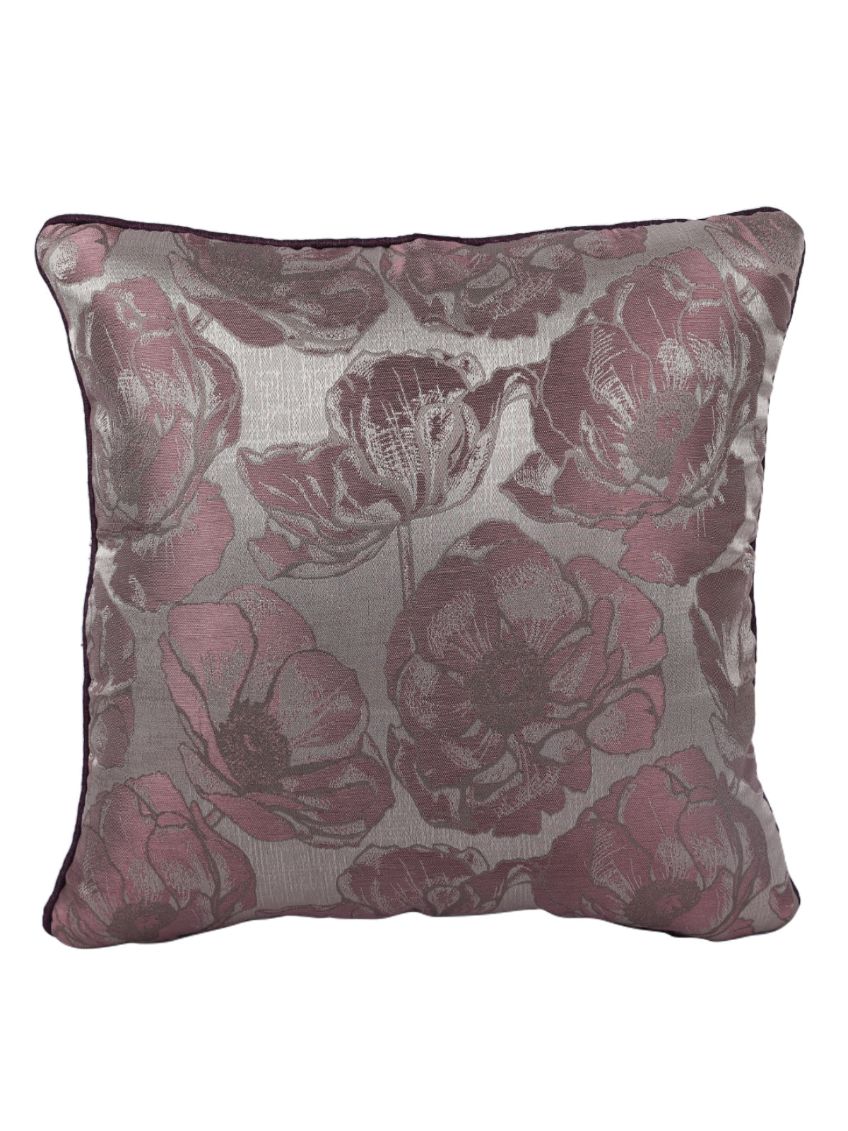 Burgundy & Silver Set of 5 Jacquard 16 Inch x 16 Inch Cushion Covers