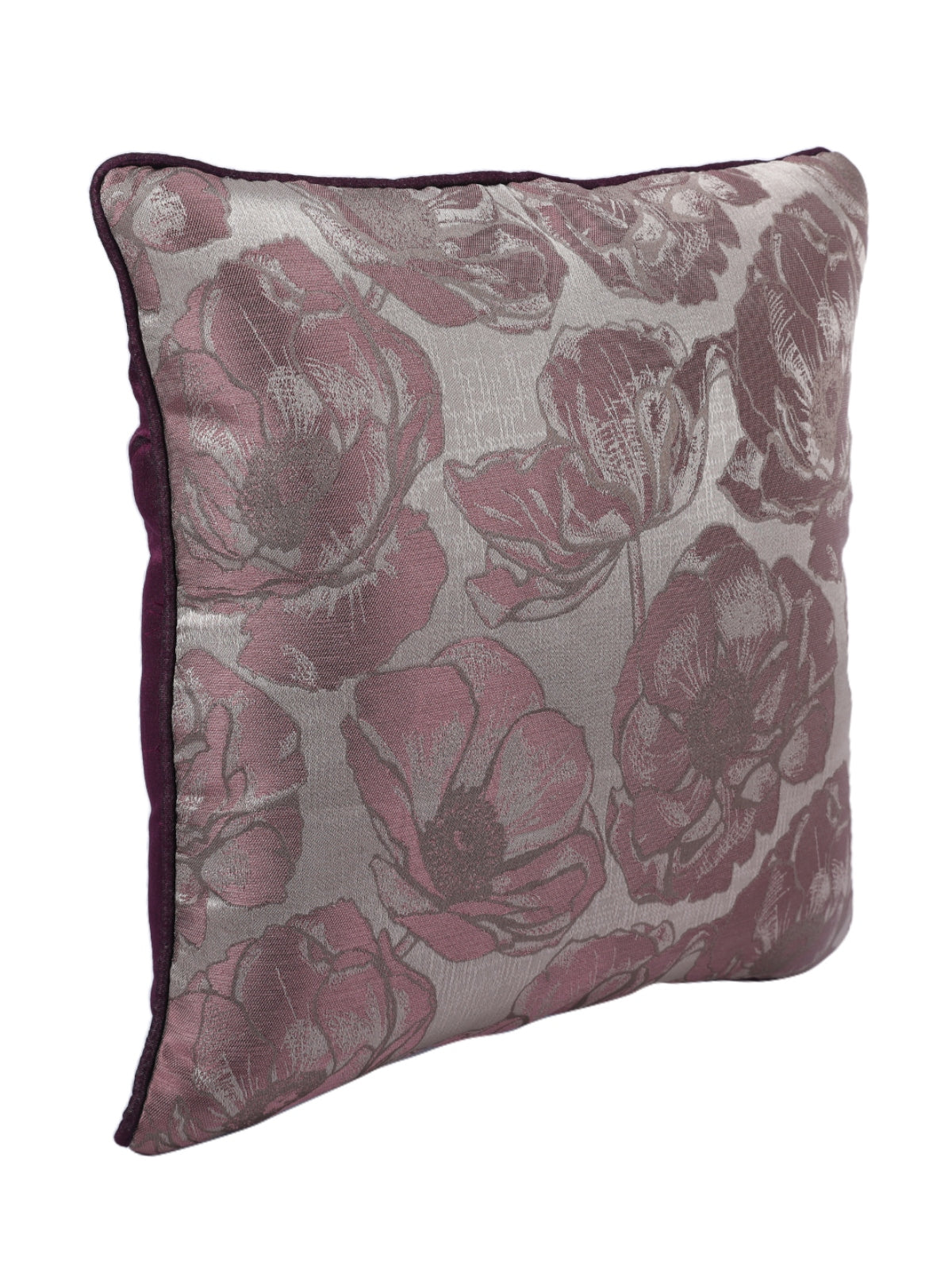 Burgundy & Silver Set of 5 Jacquard 16 Inch x 16 Inch Cushion Covers