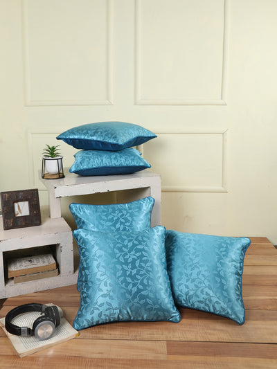 Turquoise Blue Set of 5 Jacquard 16 Inch x 16 Inch Cushion Covers