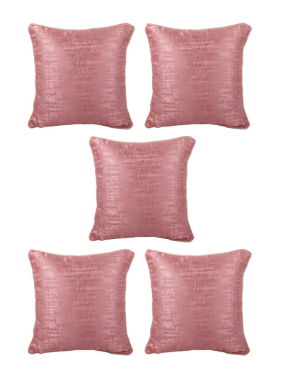 Pink Set of 5 Jacquard 16 Inch x 16 Inch Cushion Covers
