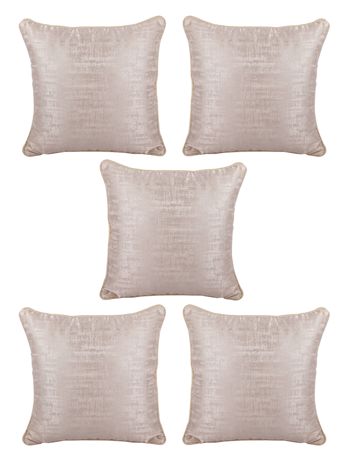 Beige Set of 5 Jacquard 16 Inch x 16 Inch Cushion Covers