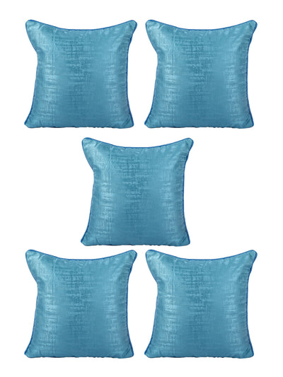 Turquoise Blue Set of 5 Jacquard 16 Inch x 16 Inch Cushion Covers